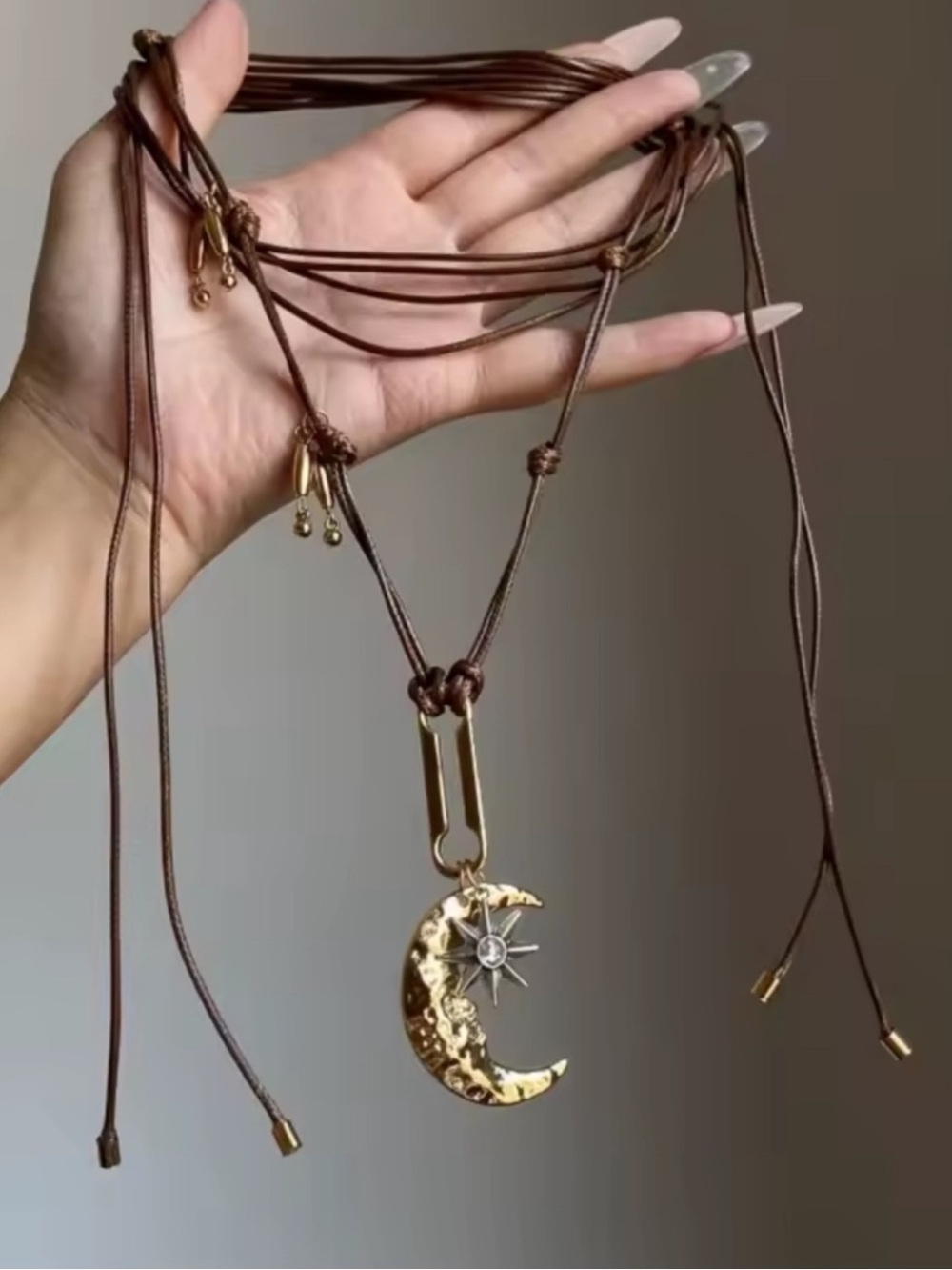Celestial Moon Cord Necklace
